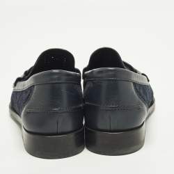 مملوكة مسبقًا Fendi O'Lock Size 41 Blue Knit Fabric And Leather Loafers