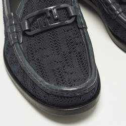مملوكة مسبقًا Fendi O'Lock Size 41 Blue Knit Fabric And Leather Loafers