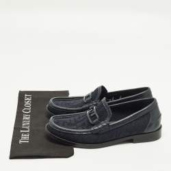 مملوكة مسبقًا Fendi O'Lock Size 41 Blue Knit Fabric And Leather Loafers