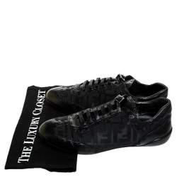 Fendi Black Zucca Canvas and Leather Trim Lace Up Sneakers Size 40