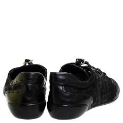Fendi Black Zucca Canvas and Leather Trim Lace Up Sneakers Size 40