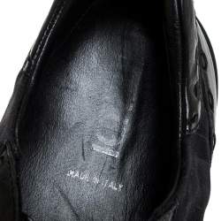 Fendi Black Zucca Canvas and Leather Trim Lace Up Sneakers Size 40