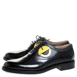 Fendi Black Leather Slick Eyes Oxfords Size 43