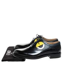 Fendi Black Leather Slick Eyes Oxfords Size 43