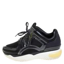 Fendi Black Leather, Mesh And Rubber Runway Chunky Sneakers Size 40