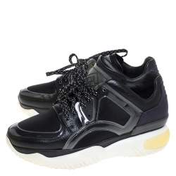 Fendi Black Leather, Mesh And Rubber Runway Chunky Sneakers Size 40