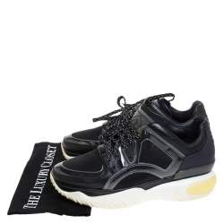 Fendi Black Leather, Mesh And Rubber Runway Chunky Sneakers Size 40