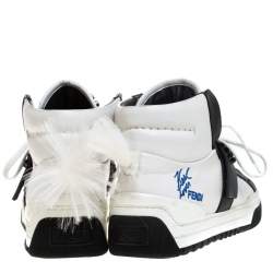 Pre Owned Fendi Tricolor Leather Karlito Studded High Top Sneakers Size 41