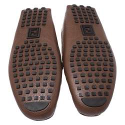Fendi Brown/Maroon Leather Tassel Loafers Size 45