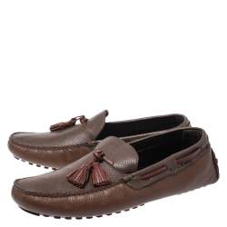 Fendi Brown/Maroon Leather Tassel Loafers Size 45
