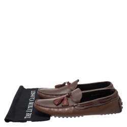 Fendi Brown/Maroon Leather Tassel Loafers Size 45