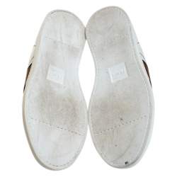 Pre Owned Fendi White Leather And FF Logo Lace Up Low Top Sneaker Size 40