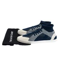 Pre Owned Fendi Blue/Off White Knitted Fabric Sock Sneakers Size 44