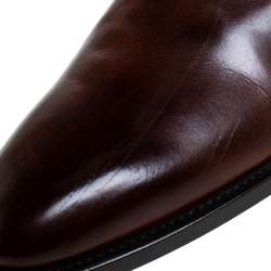 Pre Owned Fendi Brown Leather Buckle Detail Moccasins Size 43