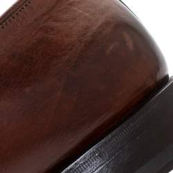 Pre Owned Fendi Brown Leather Buckle Detail Moccasins Size 43