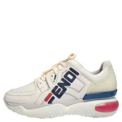 Fendi White Leather And Rubber Fendi-Fila Mania Logo Low Top Sneakers Size 42