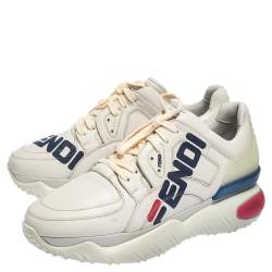 Fendi White Leather And Rubber Fendi-Fila Mania Logo Low Top Sneakers Size 42