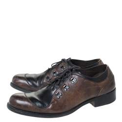 Fendi Black/Brown Leather Oxfords Size 43