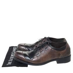 Fendi Black/Brown Leather Oxfords Size 43