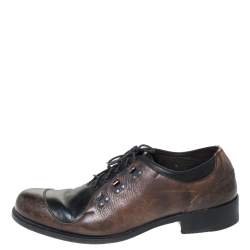 Fendi Black/Brown Leather Oxfords Size 43