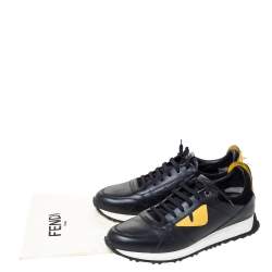 Fendi Black Leather Bag Bugs Spiked Low Top Sneakers Size 43