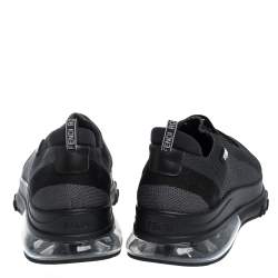 Pre Owned Fendi Black Mesh Lace Slip On Sneakers Size 44