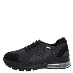 Pre Owned Fendi Black Mesh Lace Slip On Sneakers Size 44