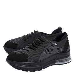 Pre Owned Fendi Black Mesh Lace Slip On Sneakers Size 44