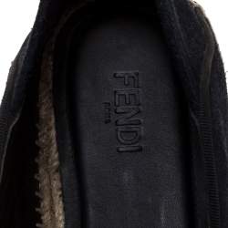 Fendi Navy Blue Suede Monster Eyes Slip On Espadrilles Size 41