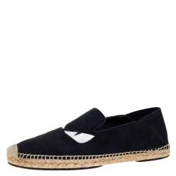 Fendi Navy Blue Suede Monster Eyes Slip On Espadrilles Size 41