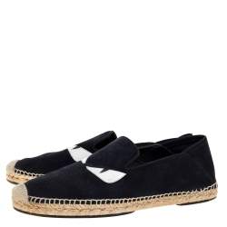 Fendi Navy Blue Suede Monster Eyes Slip On Espadrilles Size 41