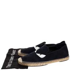 Fendi Navy Blue Suede Monster Eyes Slip On Espadrilles Size 41