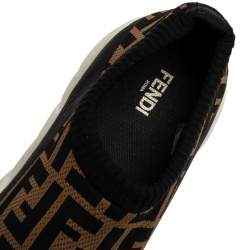 Fendi Black/Brown Zucca Print Knit Slip On Sneakers Size 43