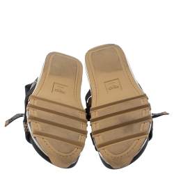 Pre Owned Fendi Multicolor Leather and Polyester FF Strappy Sandals Size 42