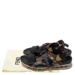 Pre Owned Fendi Multicolor Leather and Polyester FF Strappy Sandals Size 42