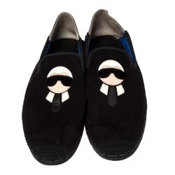 Fendi Black Suede Karlito Espadrilles Size 45 
