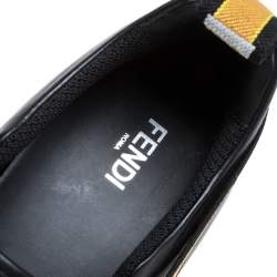 Fendi Black Leather Logo Elastic Strap Slip On Sneakers Size 42