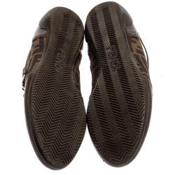 مملوكة مسبقًا Fendi Zucca Canvas And Leather Trim Lace Up Sneakers Size 39.5