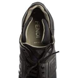 Fendi Blue/Black Zucca Canvas And Leather Low Top Sneakers Size 42.5