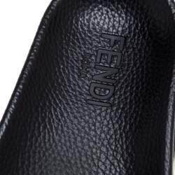 Pre Owned Fendi Brown/Beige Coated Canvas FF Logo Bubble Sole Slides Size 42