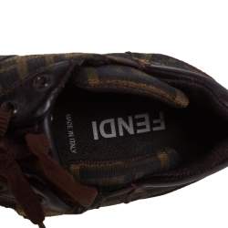 Fendi Brown Zucca Canvas And Leather Low Top Sneakers Size 42