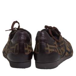 Fendi Brown Zucca Canvas And Leather Low Top Sneakers Size 42