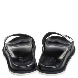 Fendi Black Rubber Vocabulary Slides Sandals Size 40
