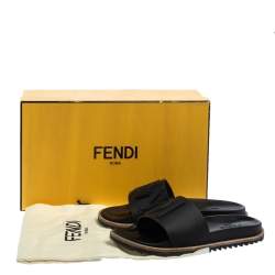 Fendi Black Rubber Fussbetts Vocabulary Slide Sandals Size 40