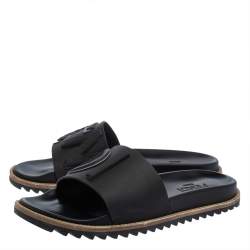 Fendi Black Rubber Fussbetts Vocabulary Slide Sandals Size 40