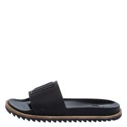 Fendi Black Rubber Fussbetts Vocabulary Slide Sandals Size 40