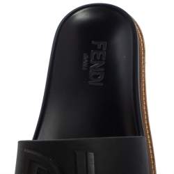 Fendi Black Rubber Fussbetts Vocabulary Slide Sandals Size 40