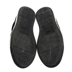 Fendi Black/Yellow Suede And Leather Monster Eye Slip On Sneakers Size 42