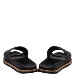 Fendi Black Rubber Logo Slide Sandals Size 43