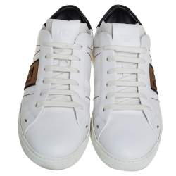 Fendi White Leather FF Motif Low Top Sneakers Size 41